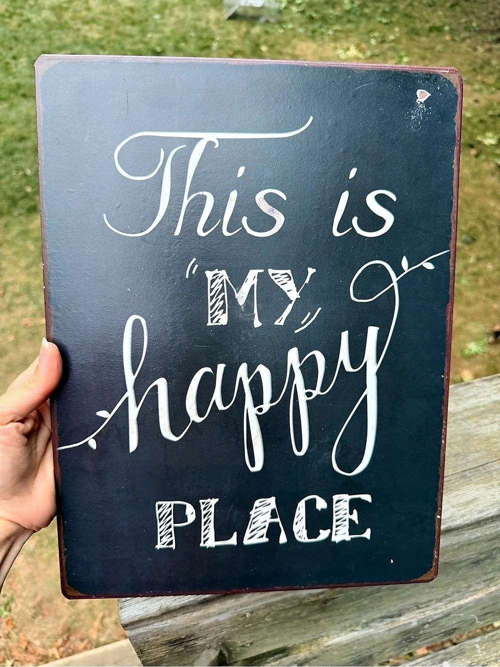 Wall Sign “This Is My Happy Place” Black & Brown Metal Decorative Sign